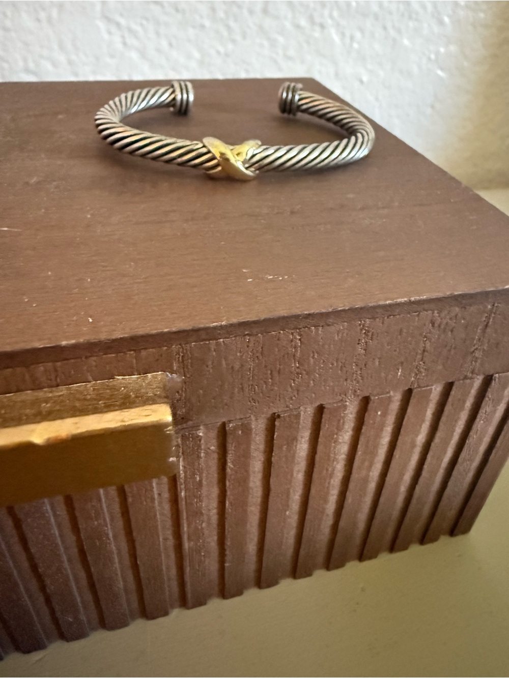 Twisted Cable Open Cuff Bracelet in Silver & Gold Tone
